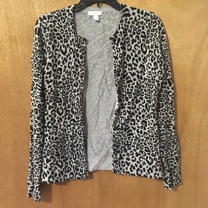Women’s M Charter Club black and grey leopard cardigan